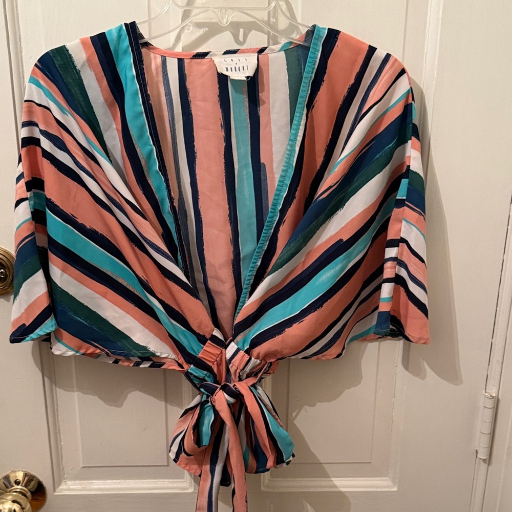 Painter’s Palette! Lost + Wander Colorful Striped Tie-Front Blouse with tie sz 5